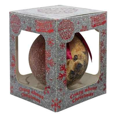 Plenty Gifts Boule de Noël givrée Crazy Dog rouge