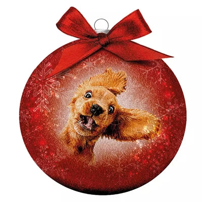 Plenty Gifts Boule de Noël givrée Crazy Dog rouge