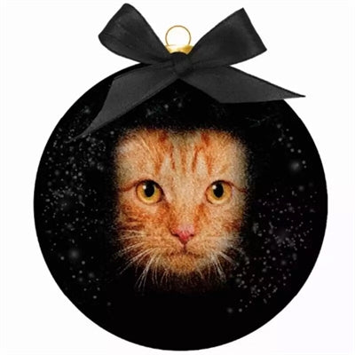 Plenty Gifts Boule de Noël givrée yeux de chat rouge noir
