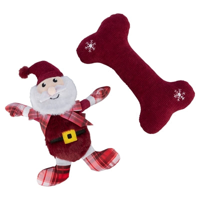 Trixie coffret cadeau de Noël os avec tissu en peluche Père Noël