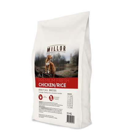 Milor premium extrudé riz au poulet adulte frais