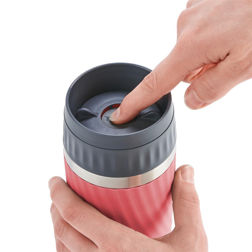 Tefal mug de voyage tasse isotherme easytwist 0,36l rouge corail