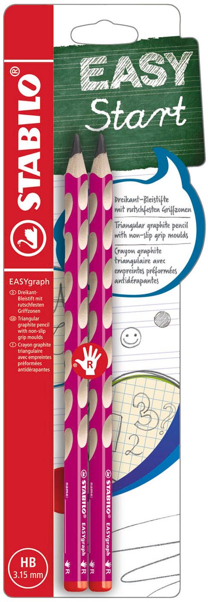 Crayons graphite Stabilo easygraph hb pour droitier rose - 2 pcs.