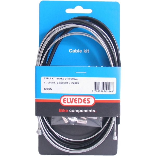 Kit de câble de frein universel Elvedes 1700 mm 2250 mm galvanisé - noir (sur carte)