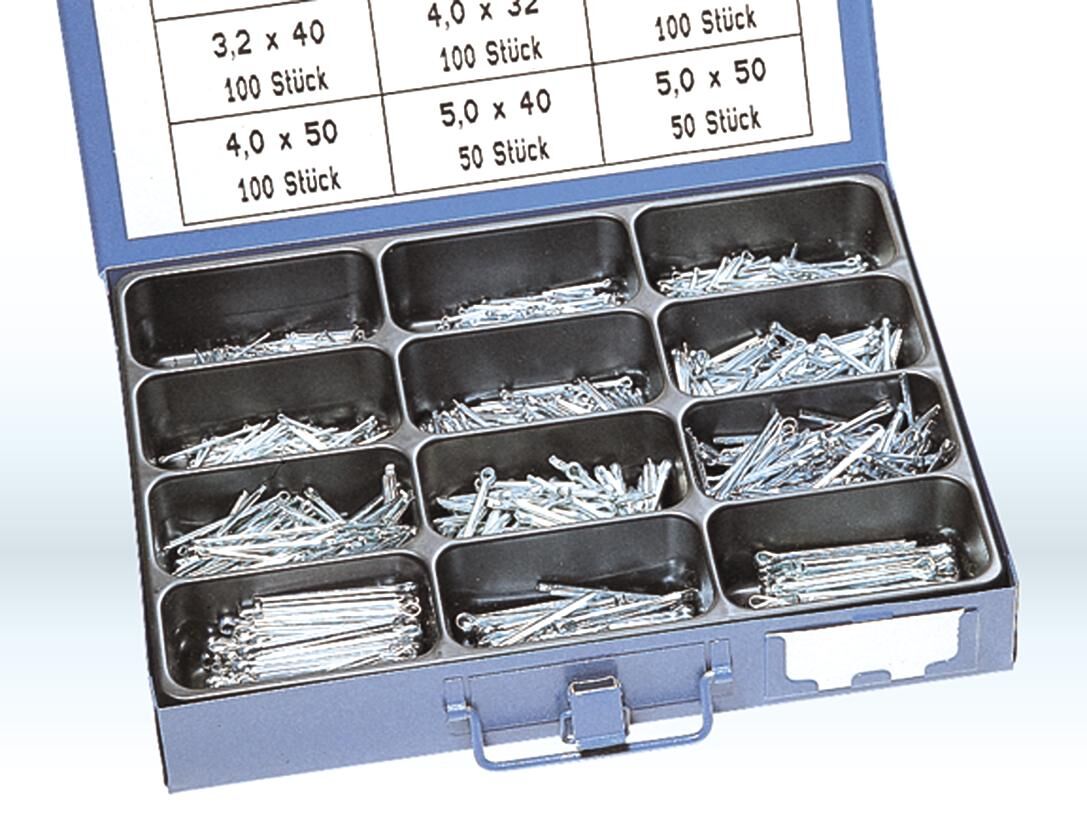 Dresselhaus assortiment de goupilles fendues sort.attelles 8549 din 94 galvanisé