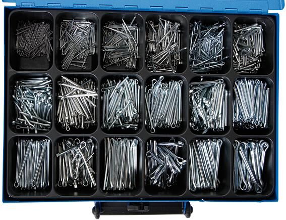 Dresselhaus assortiment de goupilles fendues sort.attelles din 94 galvanisées