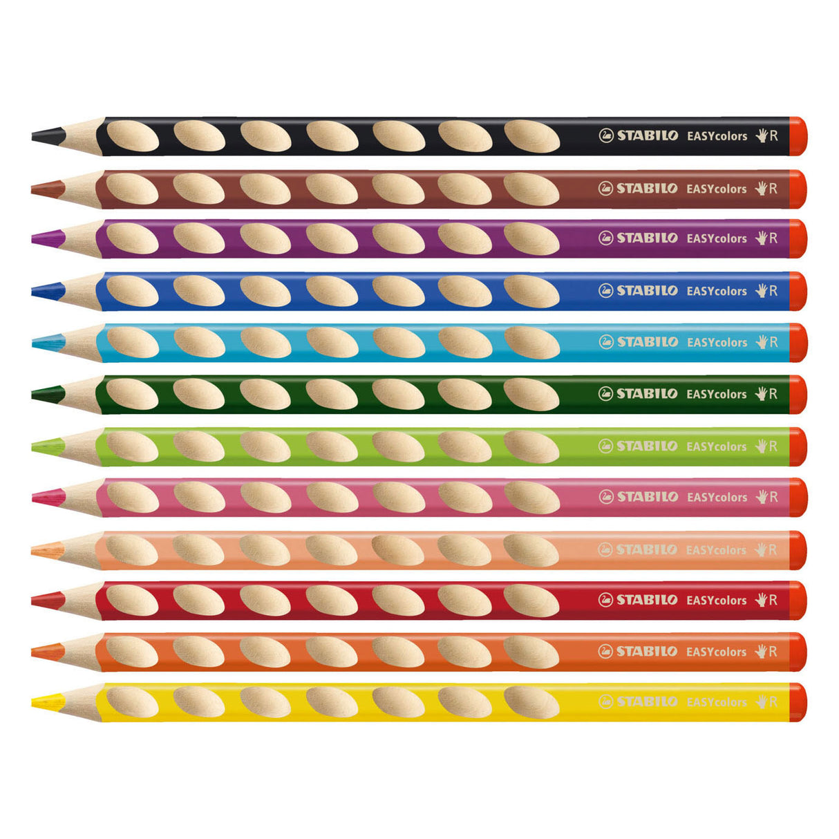 Crayons de couleur Stabilo EasyColors à droite - Horaire - 12 pcs. + taille-crayon
