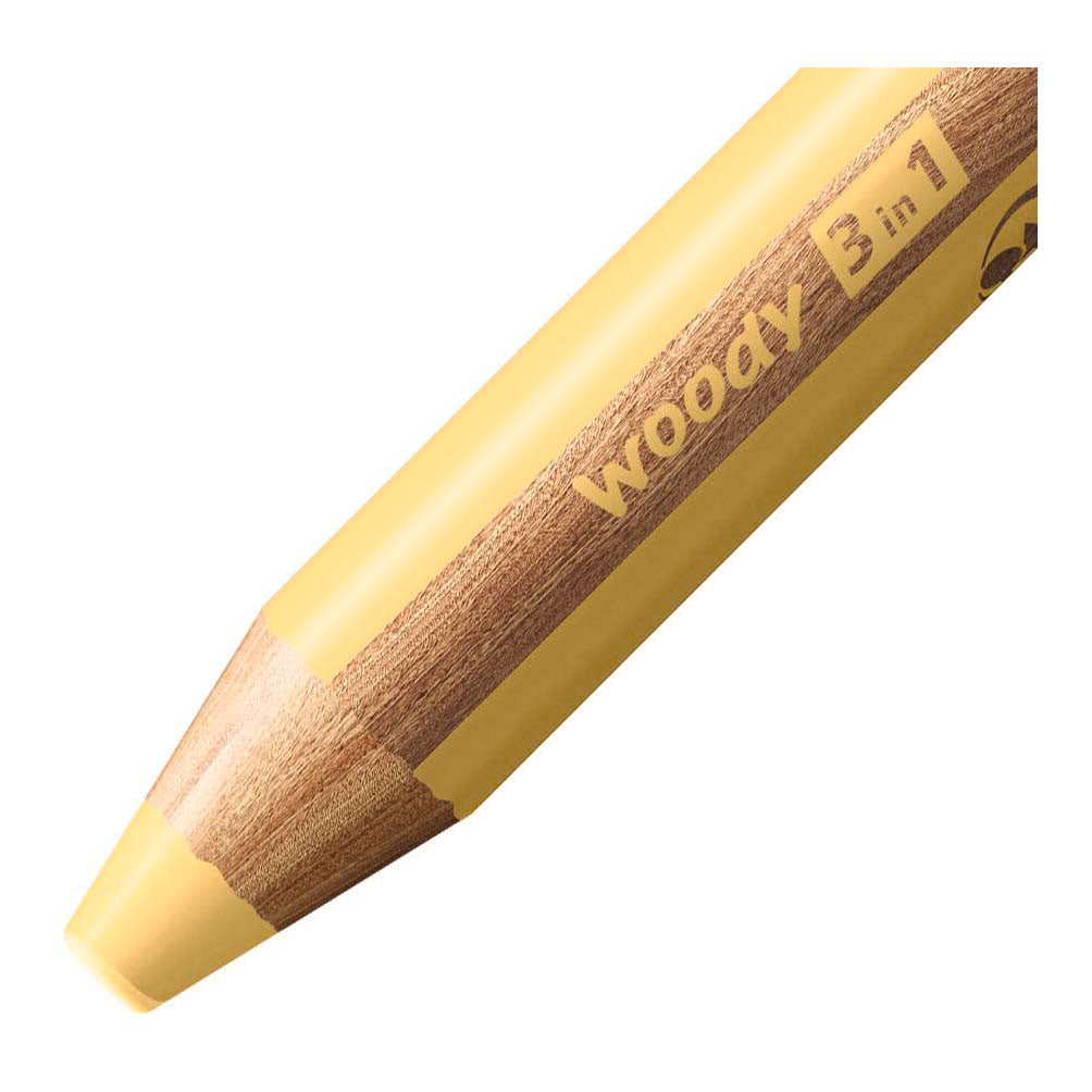 Stabilo Woody 3 en 1 - crayon de couleur multi-talents - jaune pastel