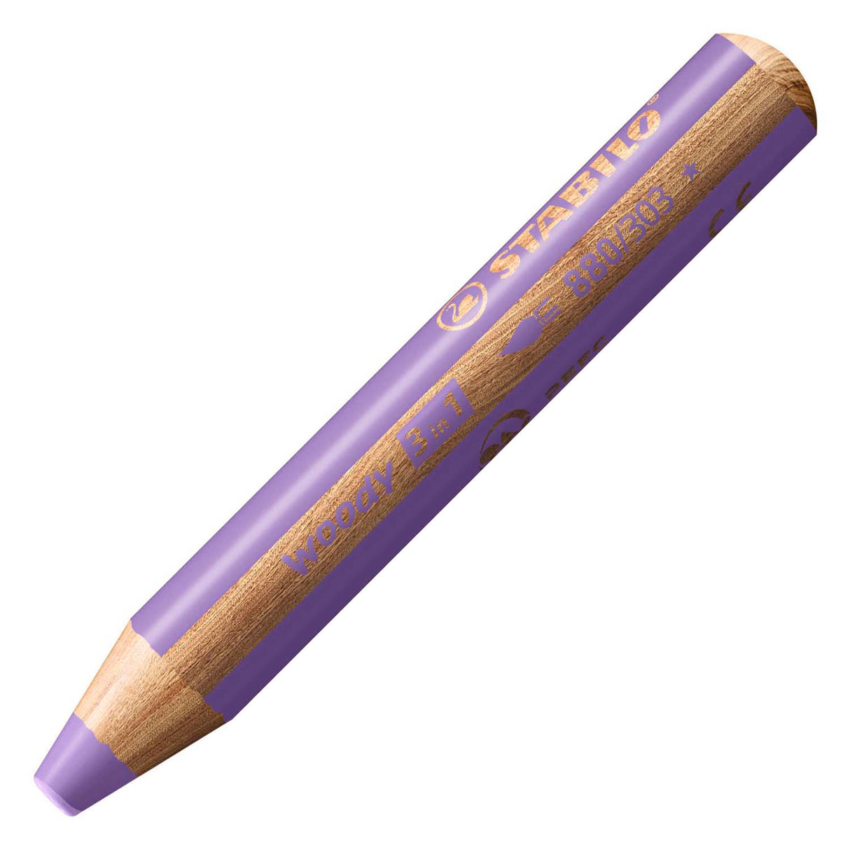 Stabilo Woody 3 en 1 - crayon de couleur multi-talents - lilas pastel