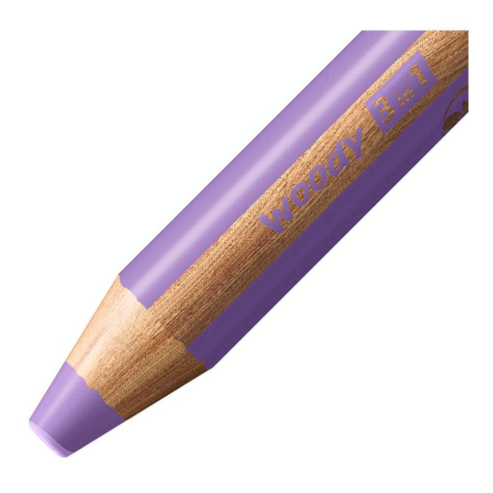 Stabilo Woody 3 en 1 - crayon de couleur multi-talents - lilas pastel