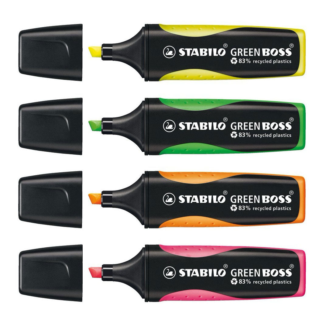 Marqueur de texte Stabilo 6070 4 boss vert 2-5mm vert, jaune, orange, rose