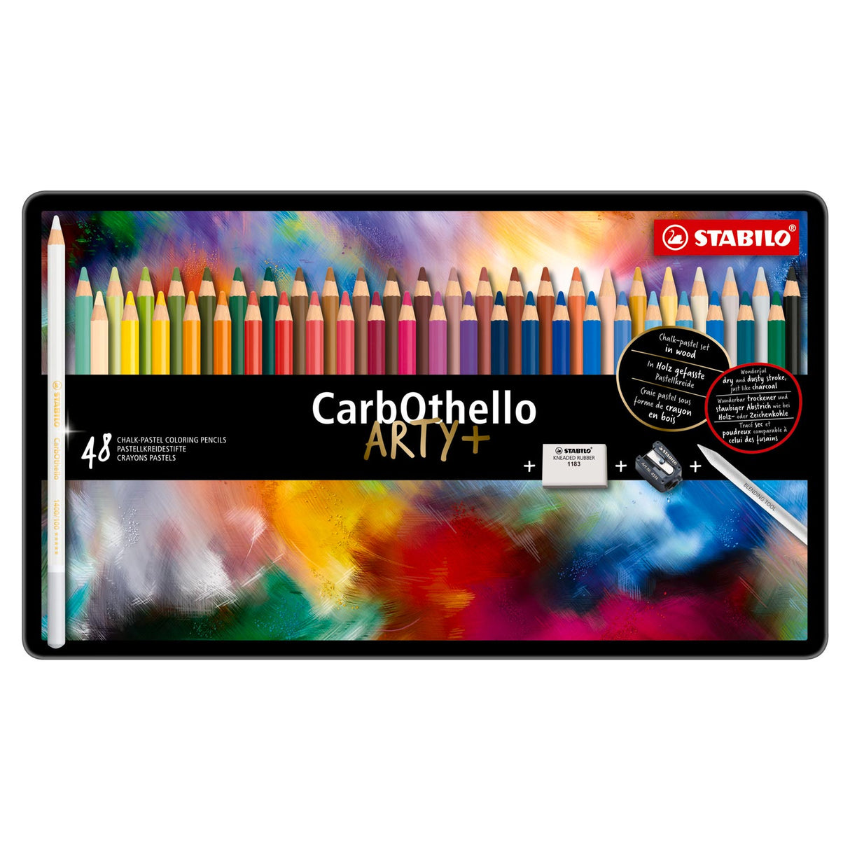 Stabilo carbothello - crayon de couleur pastel citron vert - set en métal 48 pcs.