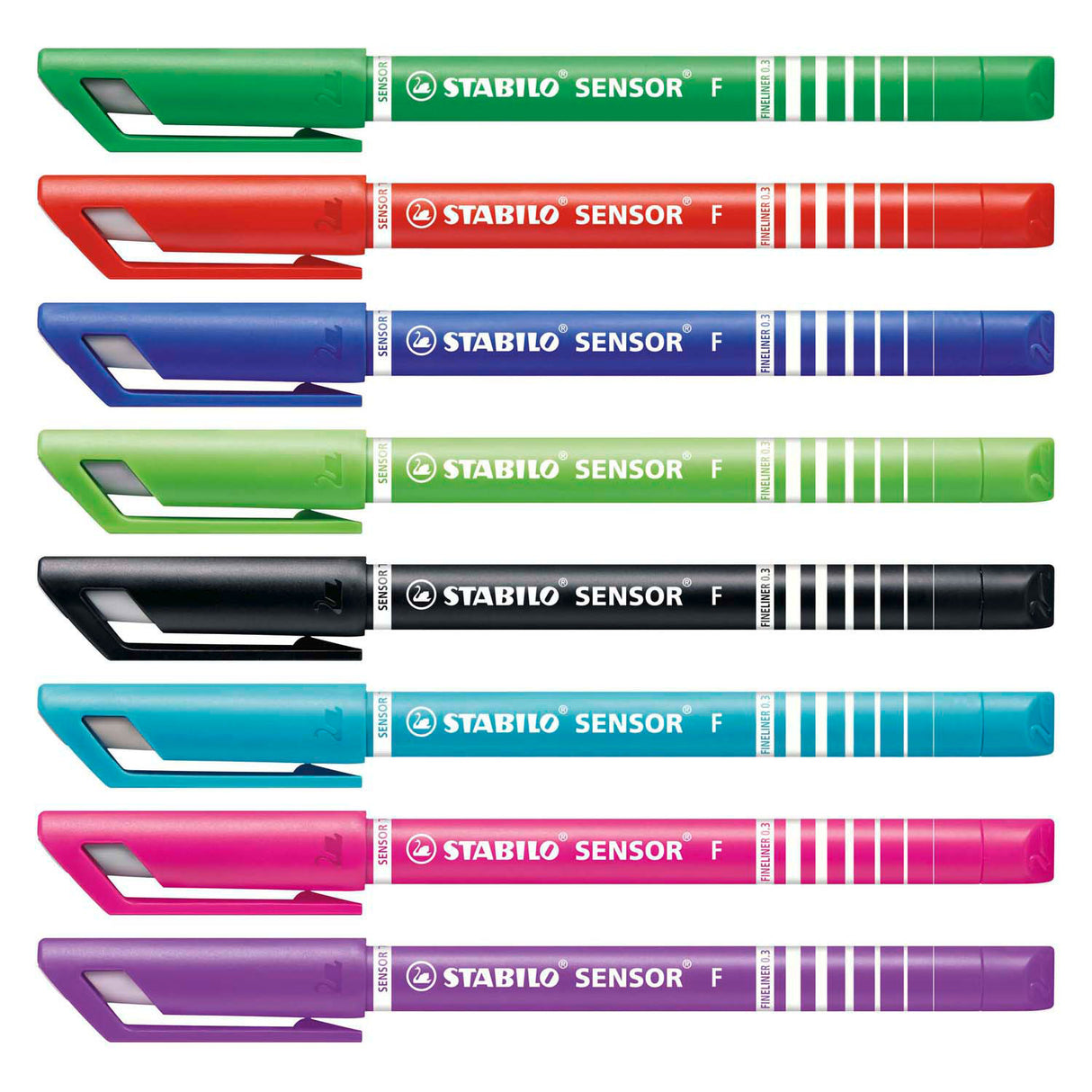Feutres fins à capteur Stabilo, étui 0,3 mm, 8 couleurs