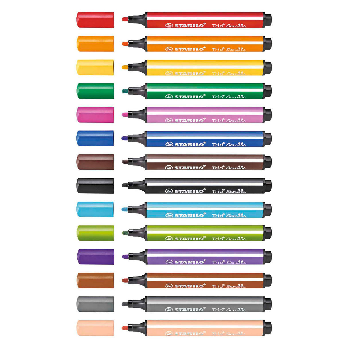 Stabilo trio scribbi - feutre avec pointe à ressort - lot de 14 pcs.
