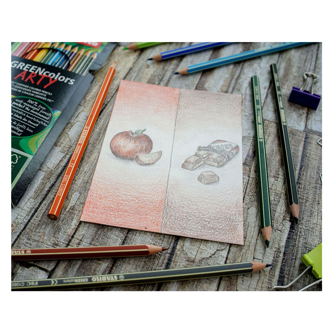 Abi stlo greencolors crayons de couleur arty étui de 24 pièces