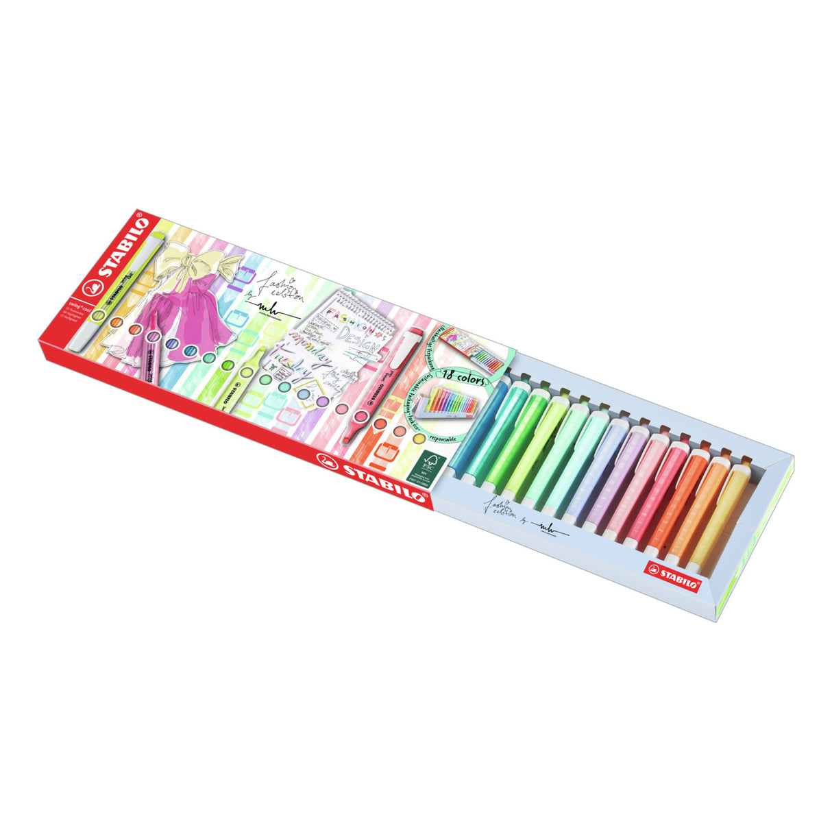 Stabilo swing cool - surligneur - parfait pour les déplacements - pastel standard - set de bureau avec 18 couleurs