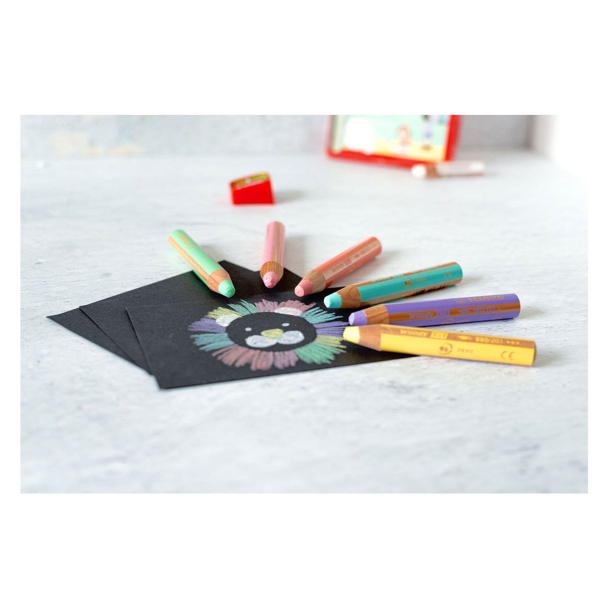 Stabilo Woody 3 en 1 - crayons de couleur aux multiples talents - set 18 pcs. + taille-crayon