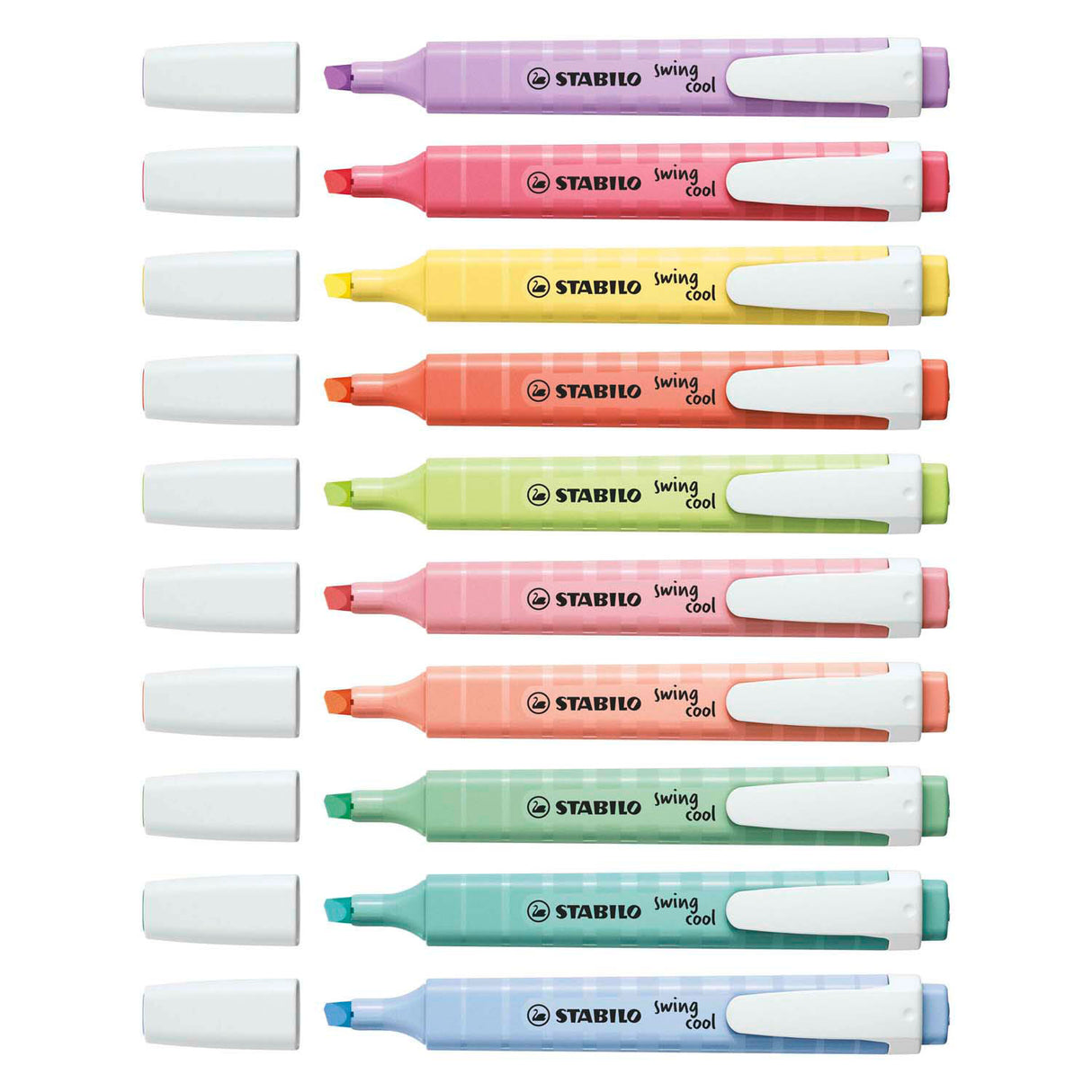Stabilo swing cool - surligneur - parfait pour les déplacements - pastel - coffret de 8 couleurs