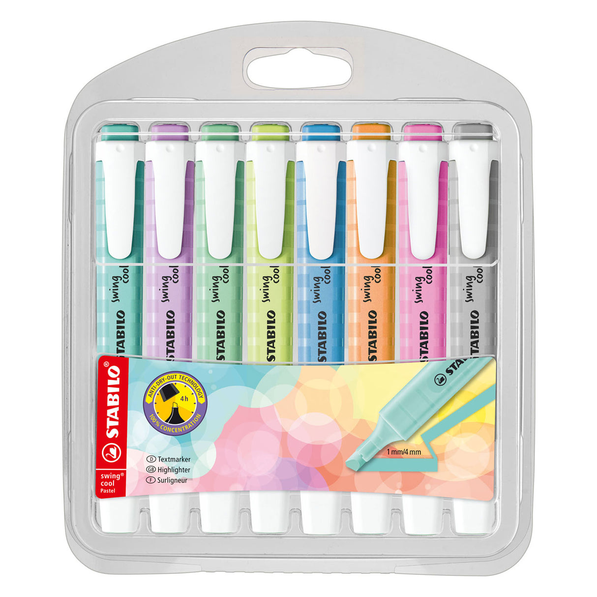 Stabilo swing cool pastel - surligneur - lot de 8 pièces
