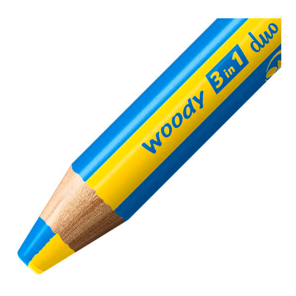 Stabilo woody duo 3 en 1 - crayons de couleur multi talents - étui avec taille-crayon 5 couleurs