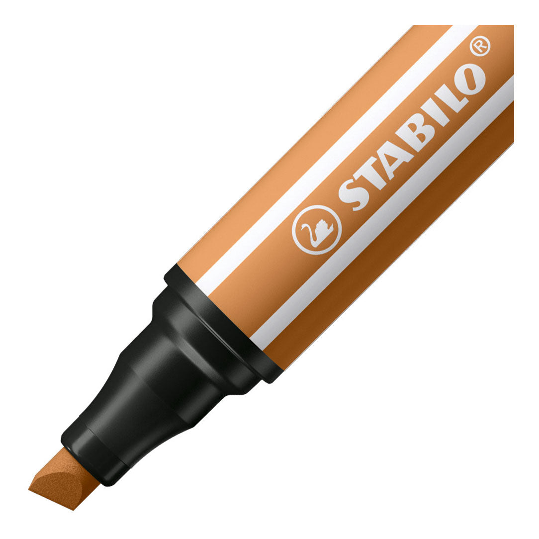 Stylo Stabilo 68 max - feutre à pointe biseautée épaisse - ocre foncé
