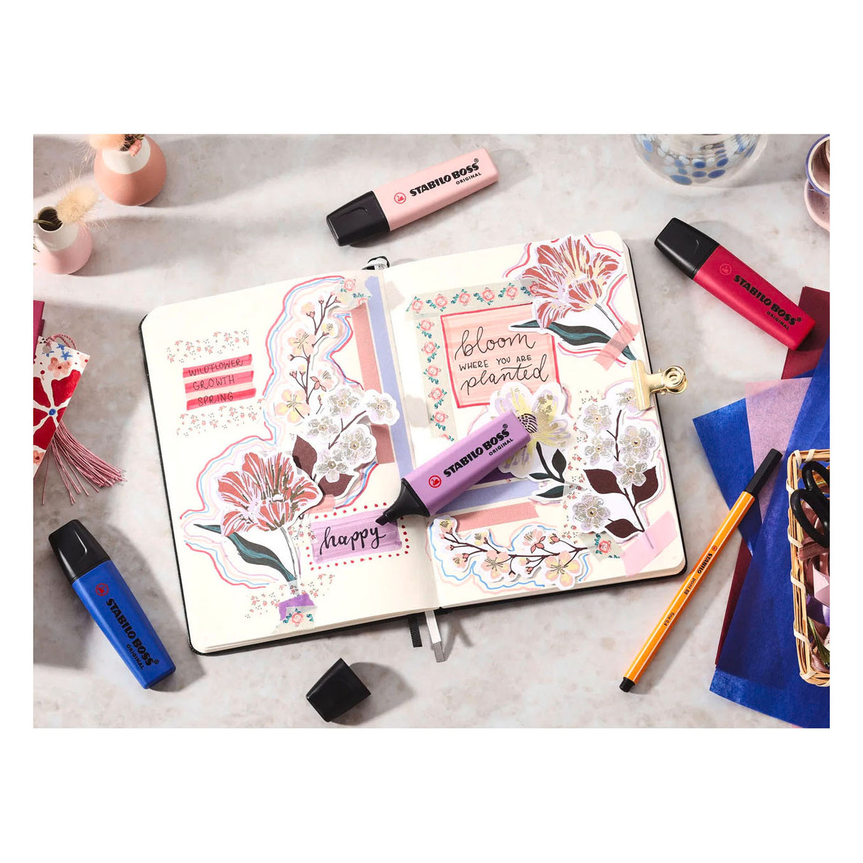 Stabilo boss surligneur fleurs sauvages - gris violet