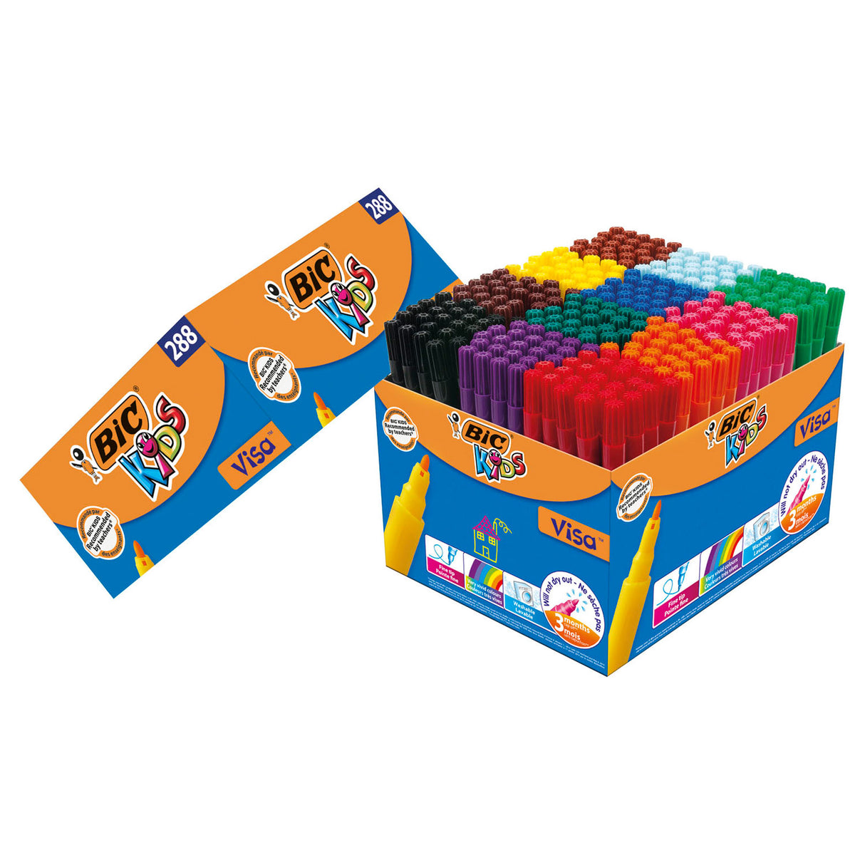 Bic https : www.cchobby.nl -visa-fine-coloured-markers-line-thickness-1-6-mm-various-colours-12x24-piece-1-box