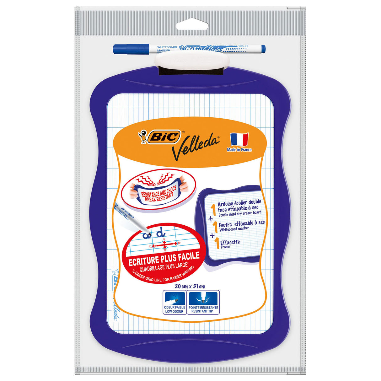Tableau blanc double face Bic avec gomme et marqueur - jouet éducatif.