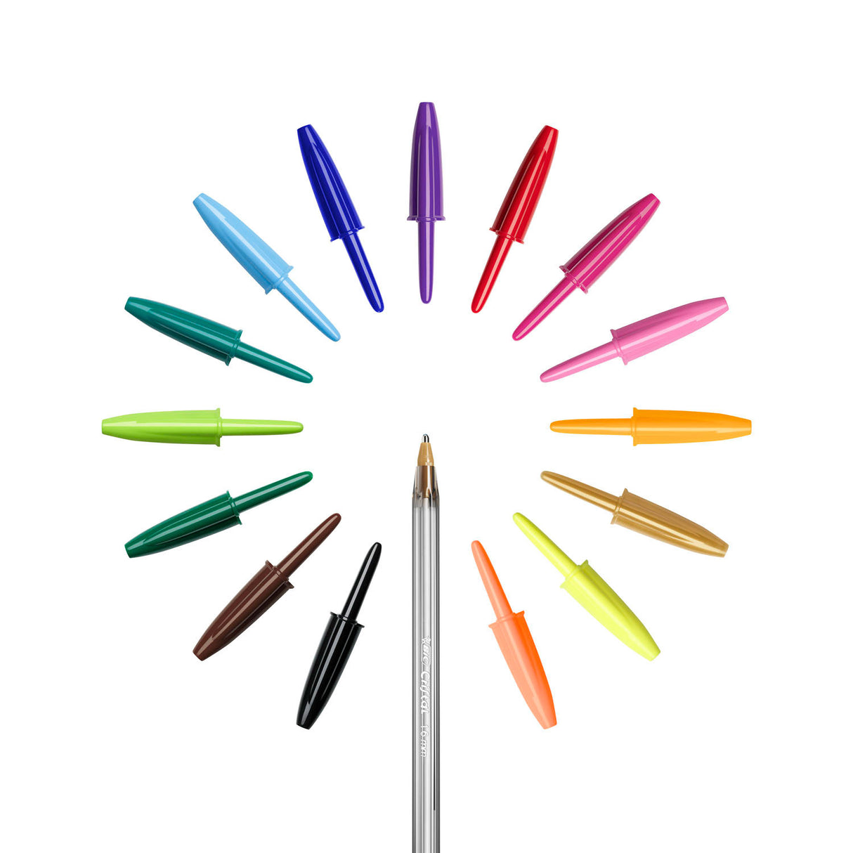Stylos à bille multicolores Bic cristal pointe large (1,6 mm) - différentes couleurs - paquet de 15 pièces