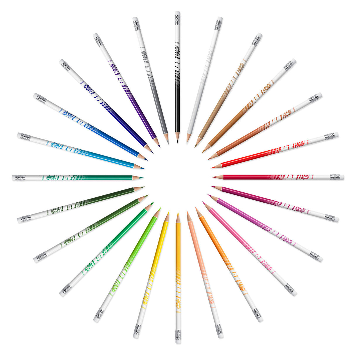 Bic kids illusion - crayons de couleur - enfants et adultes - différentes couleurs - crayon - 24 pièces