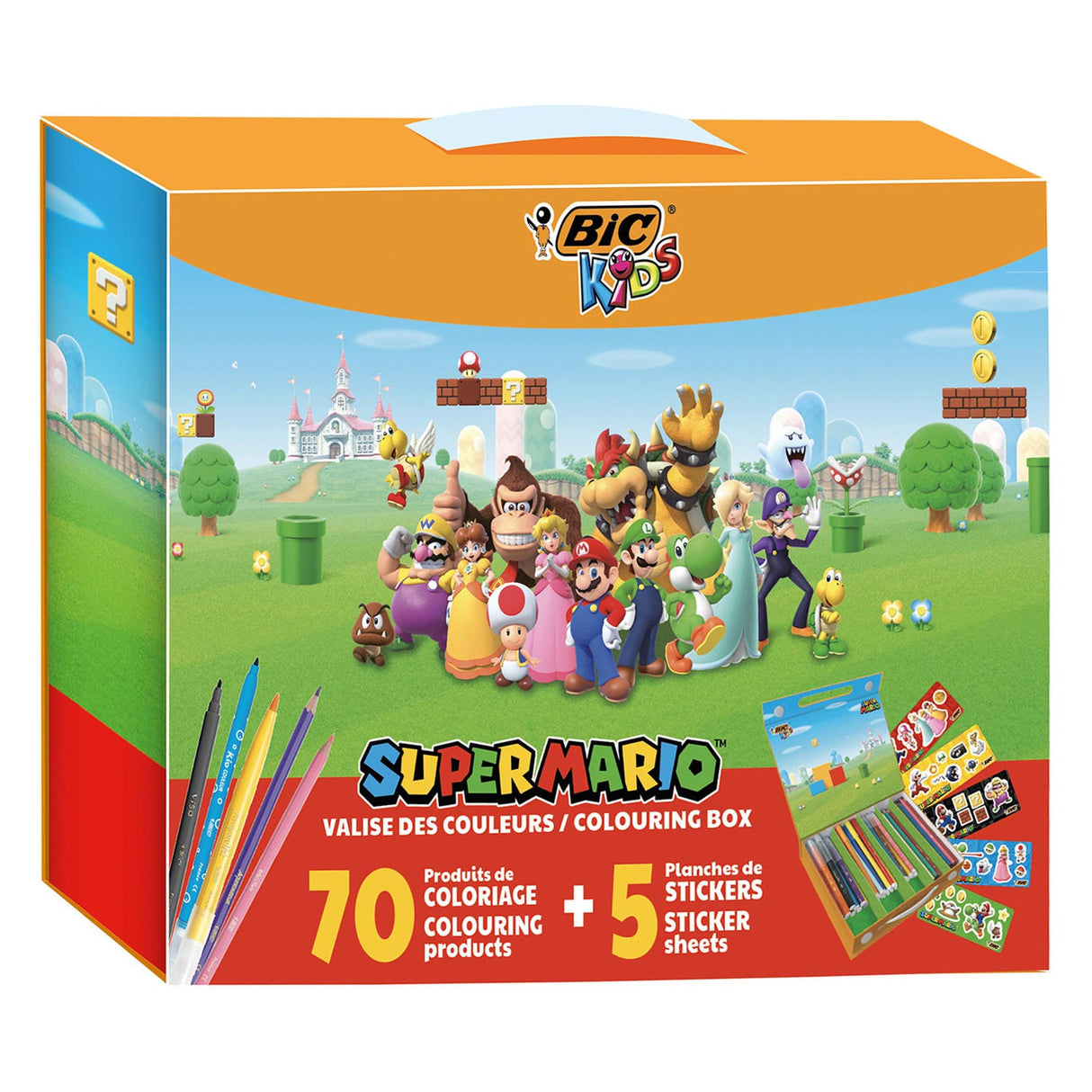 Étui à colorier Bic Kids Super Mario, 70 pièces.