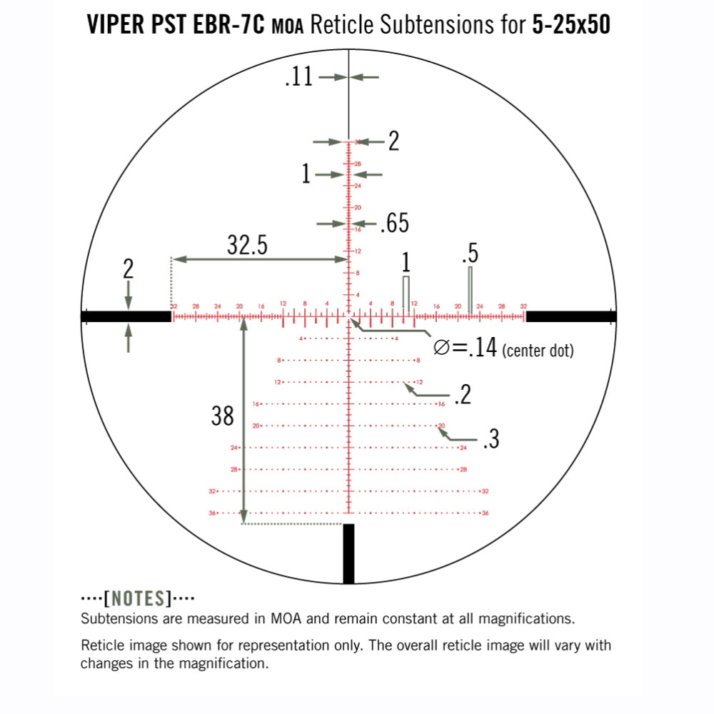 Lunette de visée Vortex Viper PST Gen II 5-25x50 FFP, EBR-7C MOA
