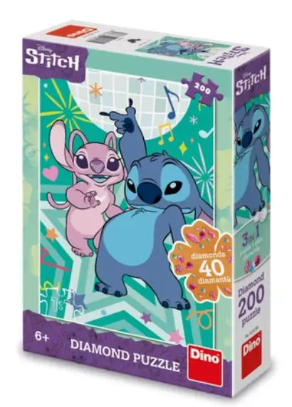 Puzzle dinosaure Dinotoys - point avec 40 diamants à coller - 200 pièces