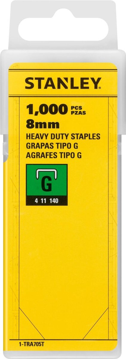 Agrafes Stanley 8mm type g - 1000 pièces