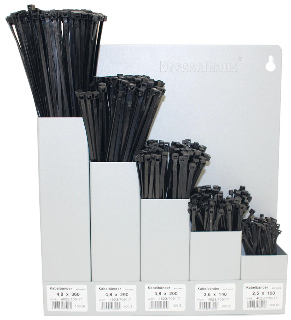 Gamme Dresselhaus d'attaches de câbles, étagère murale pour faisceau de câbles, noir, 5 volets, voiture