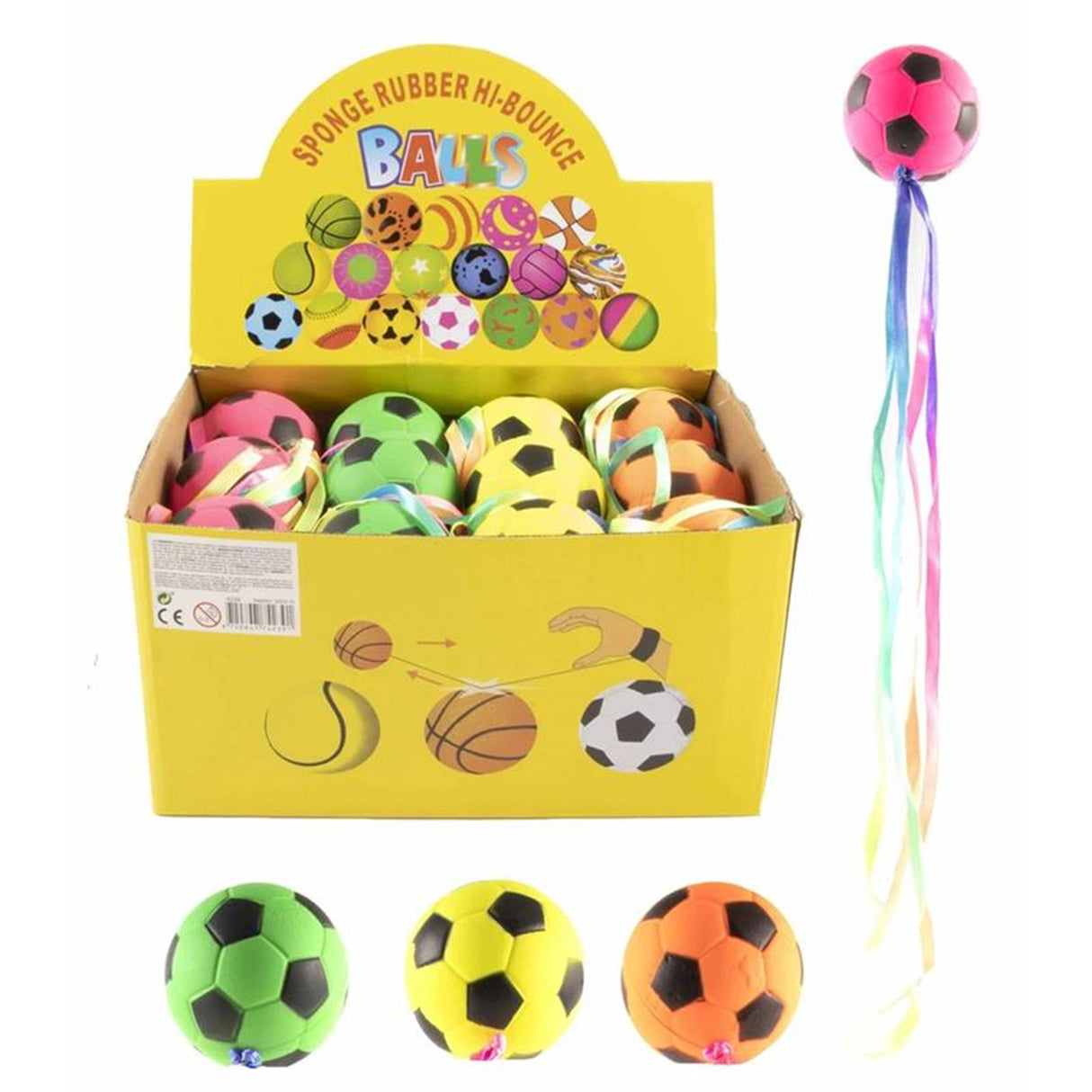 Jono jouets balle en caoutchouc ø6,3 cm avec ruban