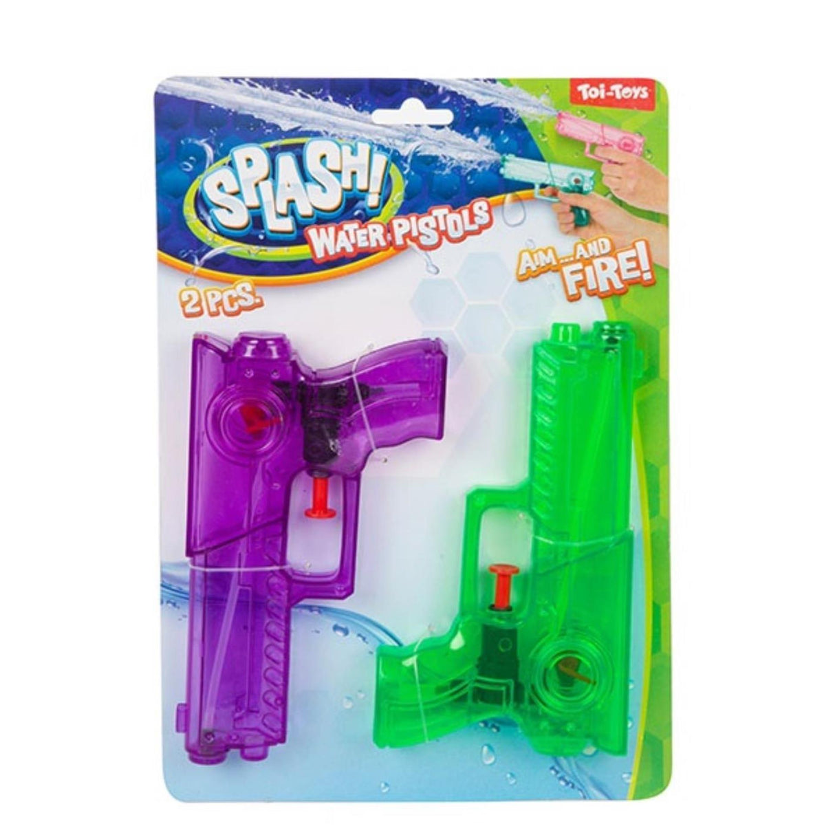 Toi-toys toi toys splash pistolet à eau transparent lot de 2 pièces 2 assortis