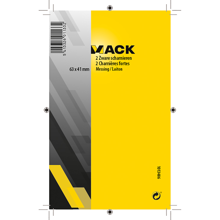 Mack 1013486 - 2 scharnieren vermessingd h 63 x b 41 mm | 5 stuks