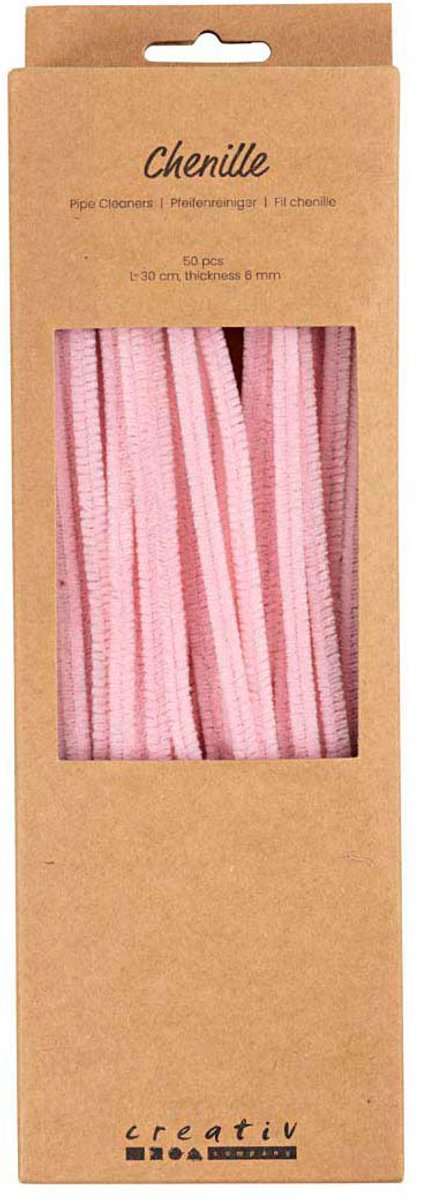 Creativ company fil chenille rose matériel artisanal 50 pièces 6 mm x 30 cm.