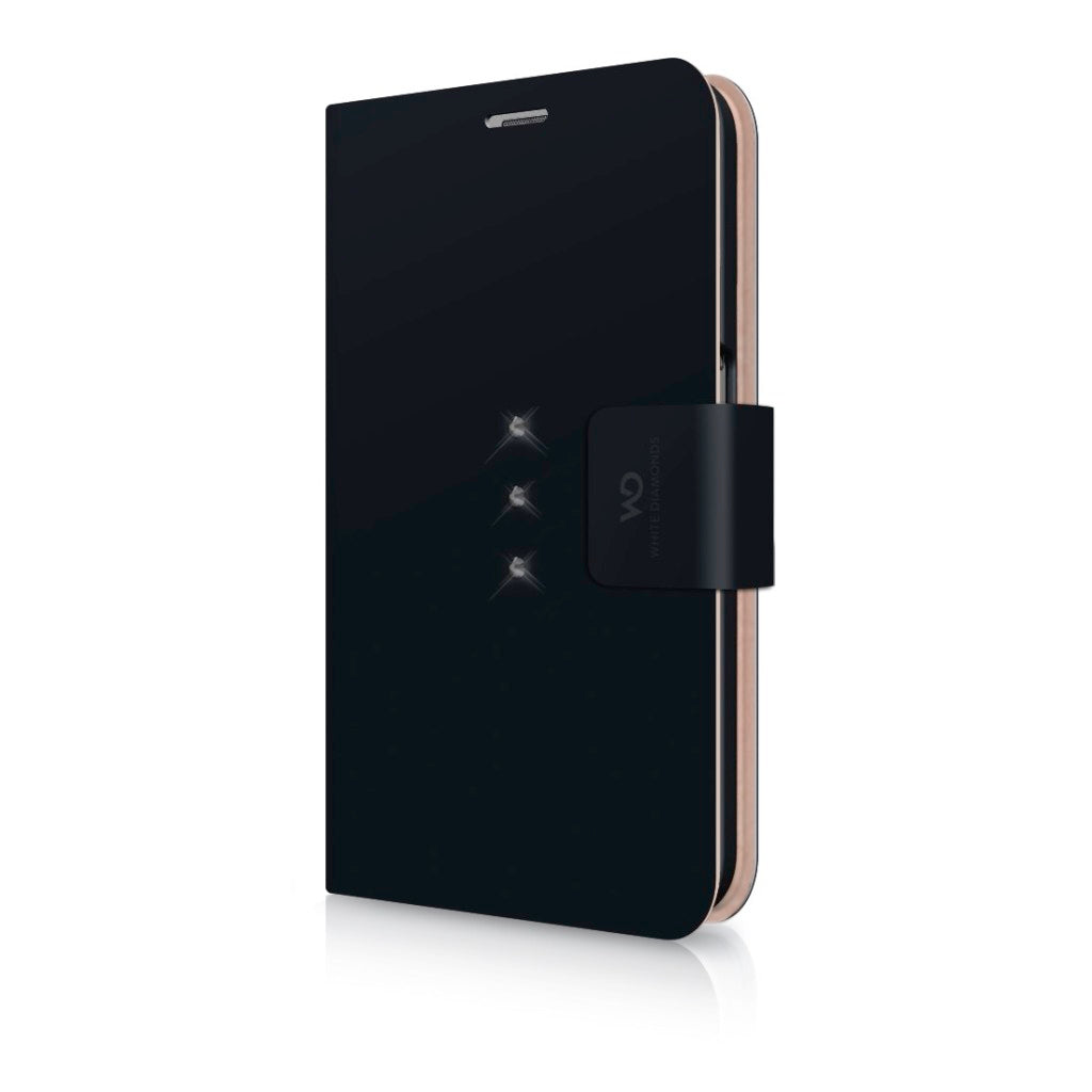 Etui livret diamants blancs cristal pour Samsung Galaxy S7 noir