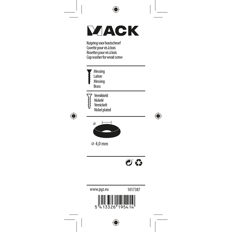 Mack 1017387 - kuipring vr houtschroef mess. vern. 12st 4,0 mm | 10 stuks