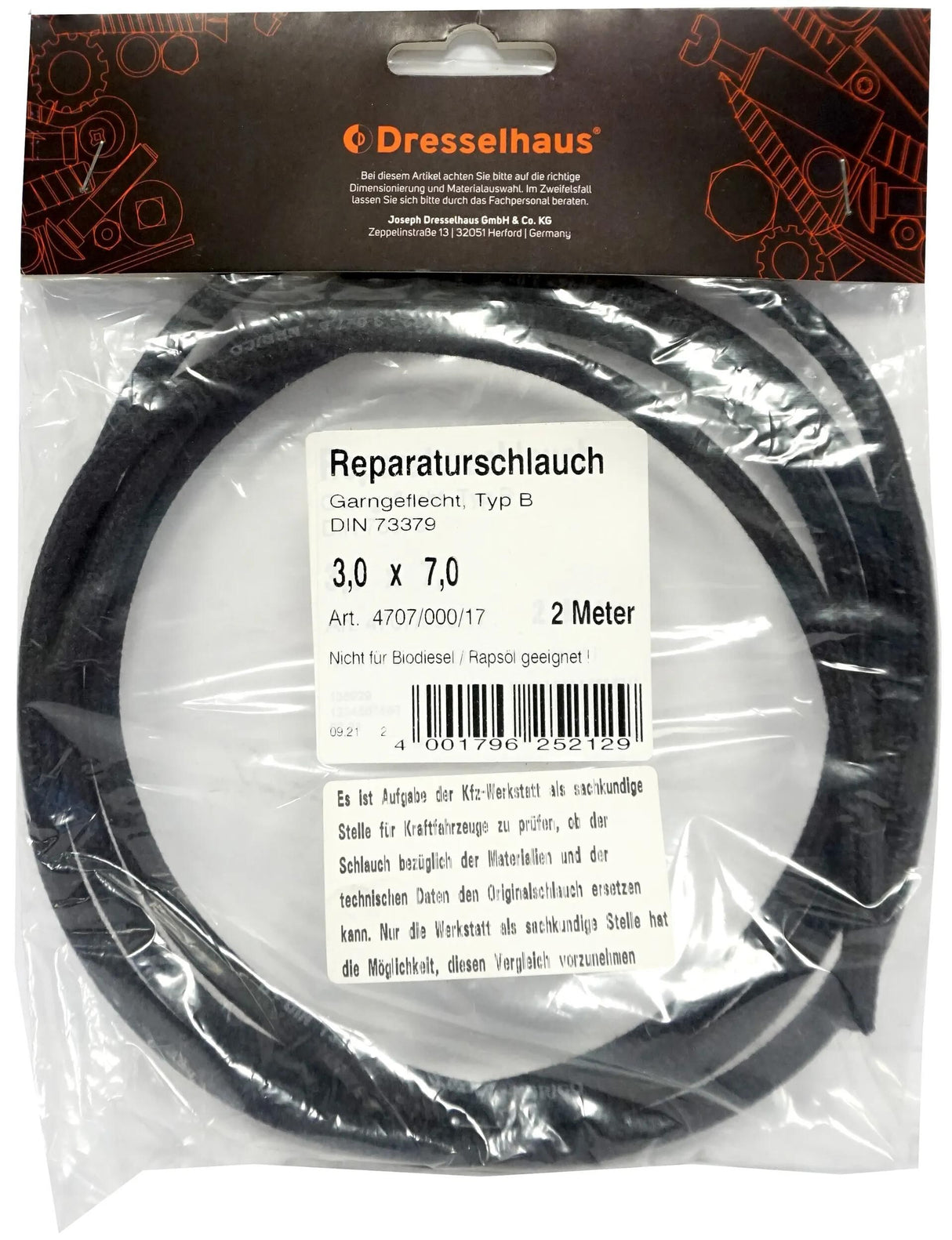 Tuyau de carburant Dresselhaus 4707 Tuyau de carburant 3,5x7,5 dresselh. 4707 2m