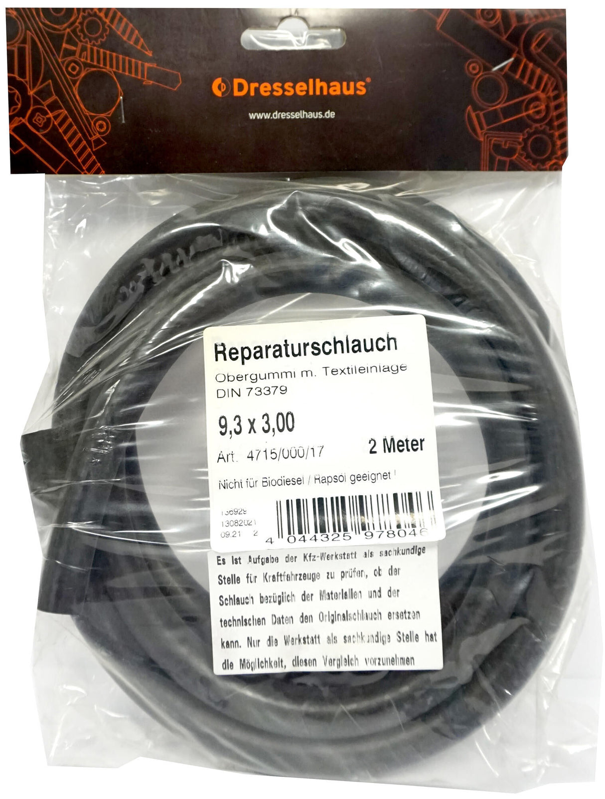 Tuyau de carburant Dresselhaus 4715, pince de puissance 3,5x9,5 dresselh. e10-tgl. 2m