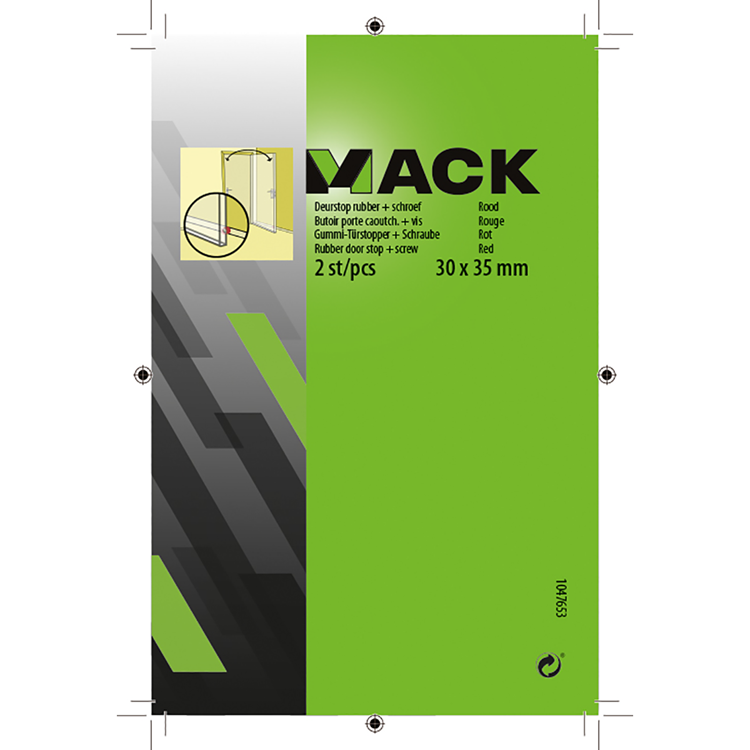 Mack 1047653 - deurstop rubber + schroef rood 30 x 35 mm 2 st pcs | 6 stuks