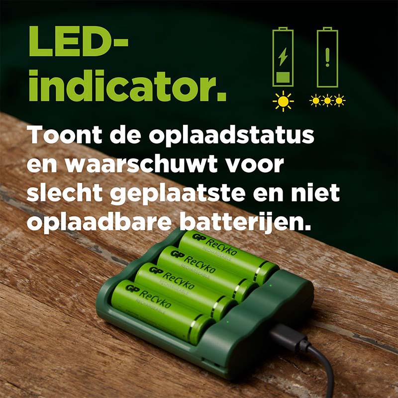 Chargeur de batterie USB GP + 4 x AA Batteries 2100mAh Nimh