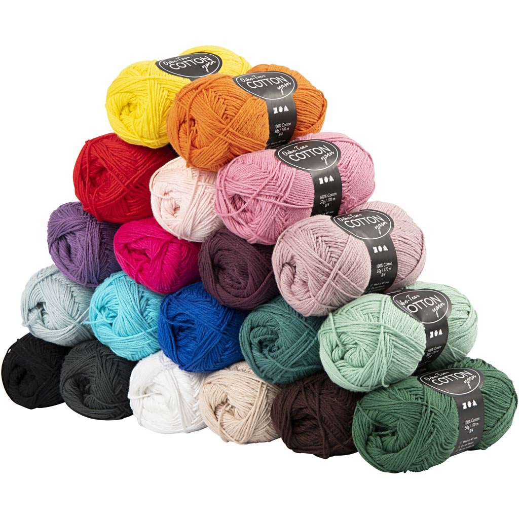 Fil de coton Creativ company, taille 8 4, l : 170 m, le contenu peut varier, différentes couleurs, 20x50 g 1 boîte