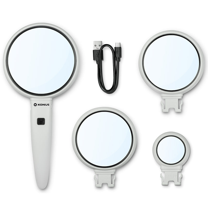 Trio de loupes à main Conus 3,5x-5x-11x avec LED