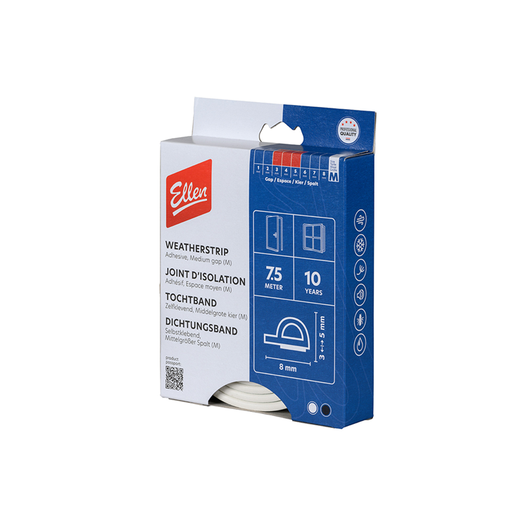 Ellen Draft Band P -profile - White - 10x5mm - 7,5 m