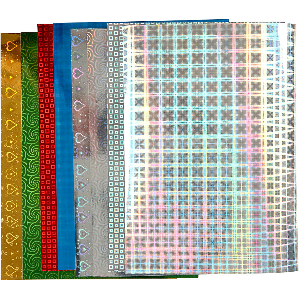 Papier holographique Creativ company, a4, feuille 210x297 mm, 120 gr, 8 feuilles div 1 boîte