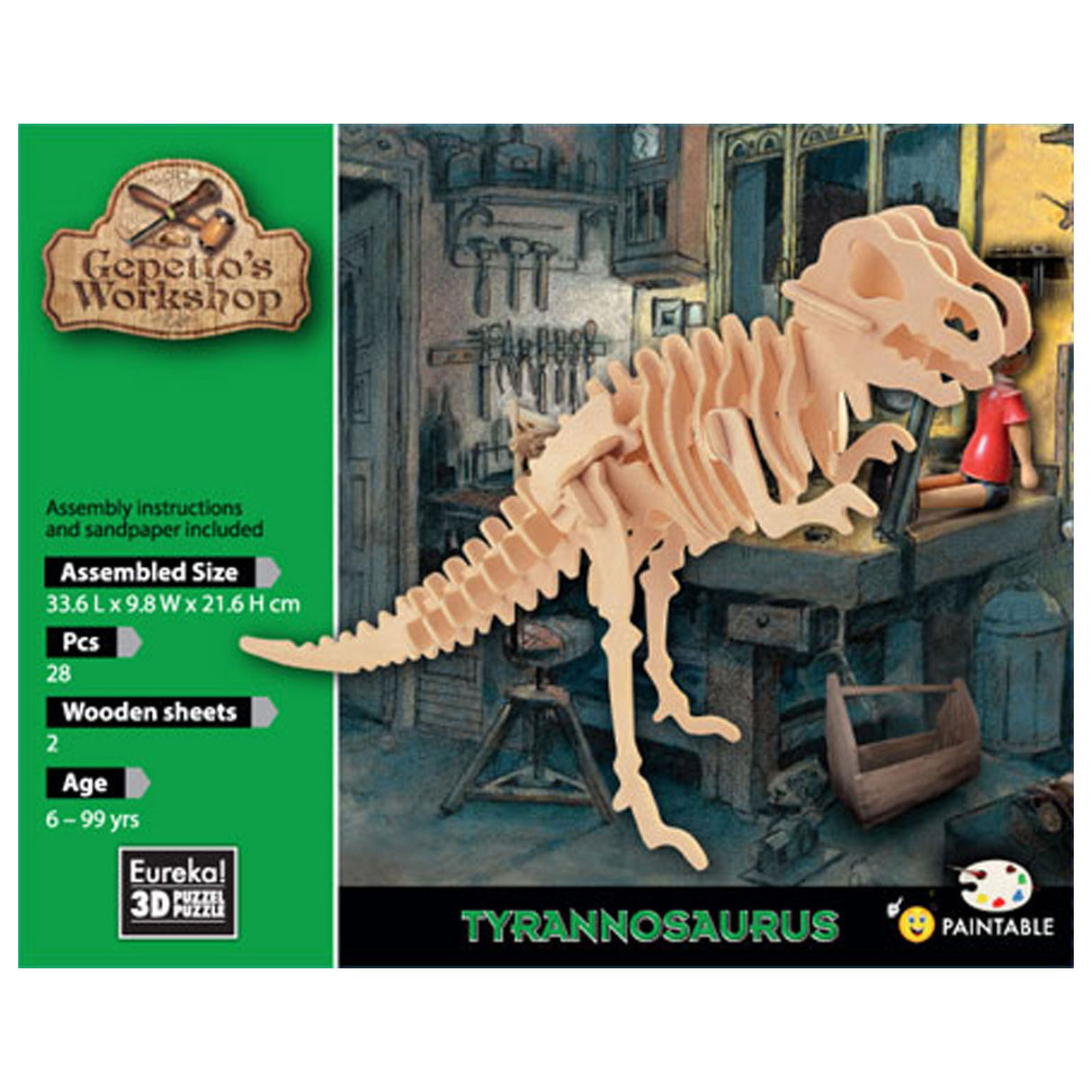 Kit de construction en bois 3D L'atelier d'Eureka Geppetto - Tyrannosaure